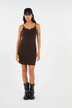 ADELAIDE POINTELLE TANK DRESS - Robe | Marron