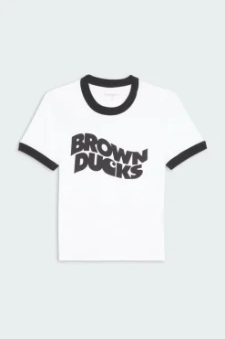 Brown Ducks Ringer - T-shirt | Blanc