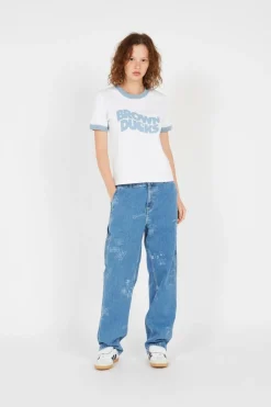 Brown Ducks Ringer - T-shirt | Blanc