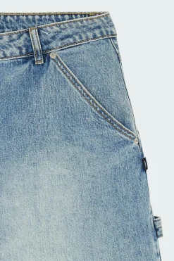 BRUSH WASHED DENIM CARPENTER SHORTS - Short | Kaki