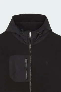 Brushed Fleece Hybrid Hooded Jacket - Polaire | Noir