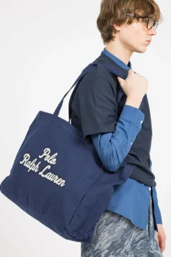 Cabas brodé en toile - Tote bag | Bleu