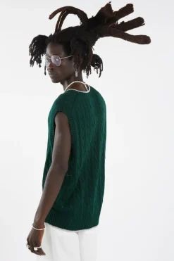 Cable-Knit Cotton Sweater Vest - Pull | Vert