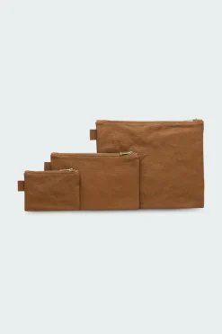 Canvas Pouch Set - Lot de 3 pochettes | Marron