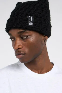 CROCHET SQUARE BEANIE - Bonnet | Noir