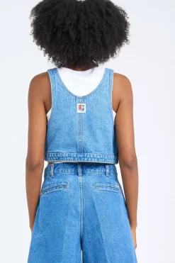 CROPPED OVERALL DENIM - Top | Bleu