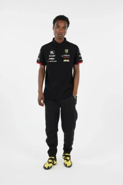 Custom Slim Fit Stretch Mesh Polo Shirt - Polo | Noir