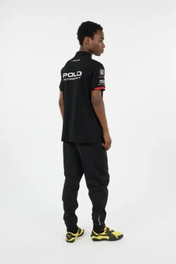 Custom Slim Fit Stretch Mesh Polo Shirt - Polo | Noir