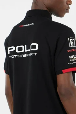 Custom Slim Fit Stretch Mesh Polo Shirt - Polo | Noir