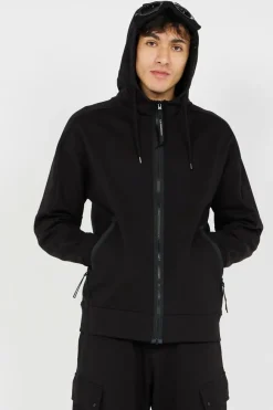 DIAGONAL RAISED FLEECE GOGGLE - Hoodie zippé | Noir