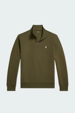 Double-Knit Quarter-Zip Pullover - Sweatshirt | Kaki