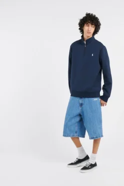 Double-Knit Quarter-Zip Pullover - Sweatshirt | Bleu