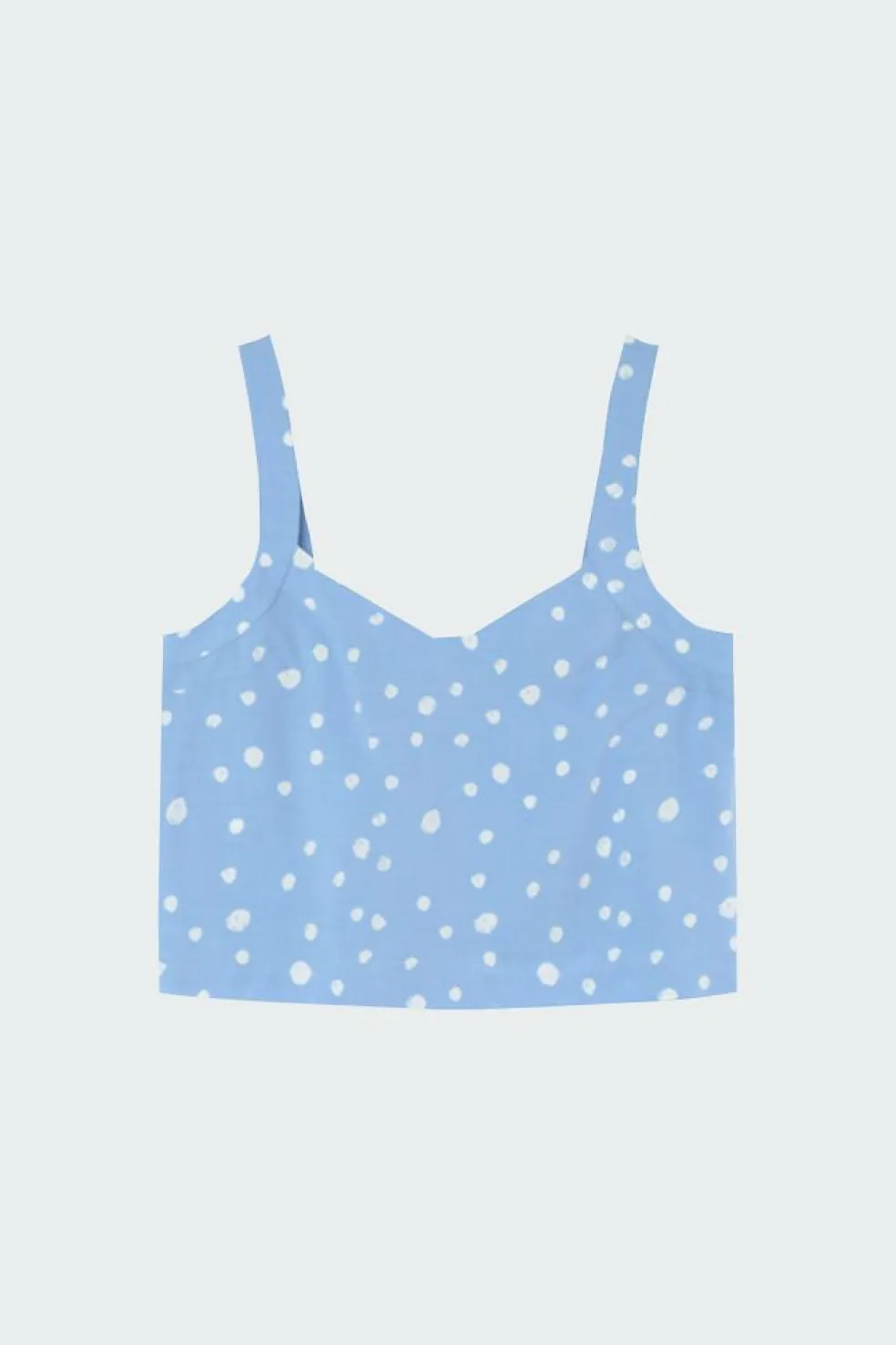 ETHEM - Crop top à bretelles à pois en coton mélangé | Bleu