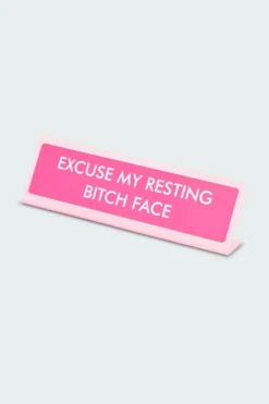 Excuse My Resting Bitch Face Deskplate Sign - Plaque de bureau | Multicolore