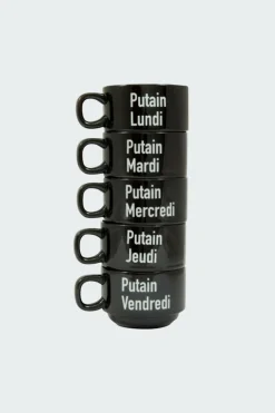 FUCKING WEEK - Set de 5 tasses | Noir