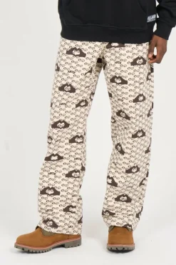 Hand Heart Print Pants - Pantalon | Beige