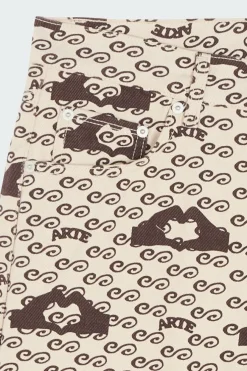 Hand Heart Print Pants - Pantalon | Beige