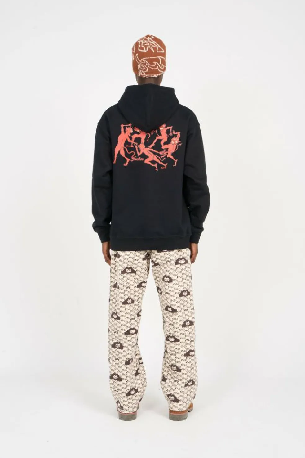 Hand Heart Print Pants - Pantalon | Beige