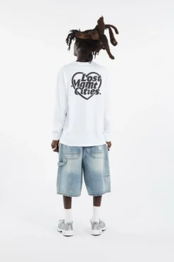HEART GLOBE LONG SLV TEE - T-shirt | Blanc