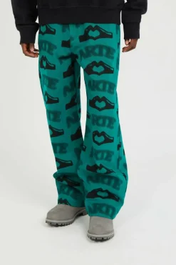 Heart Printed Pants - Pantalon | Vert
