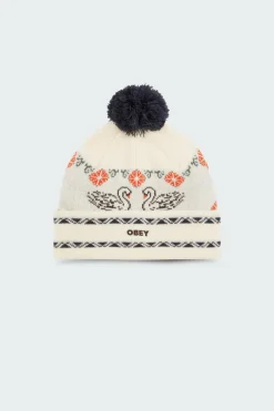 INTARSIA SWAN BEANIE - Bonnet | Beige