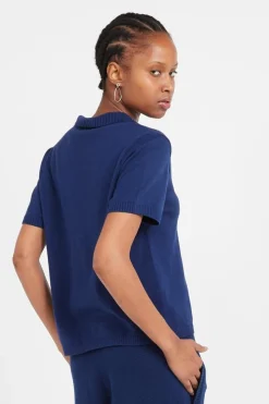 KNIT OPEN POLO - T-shirt | Bleu