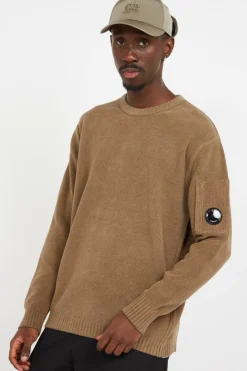 KNITWEAR CREW NECK IN CHENILLE COTTON - Pull | Beige