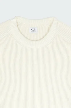 KNITWEAR CREW NECK IN FULL RIB - Pull | Blanc