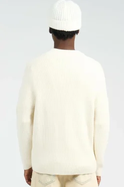 KNITWEAR CREW NECK IN FULL RIB - Pull | Blanc