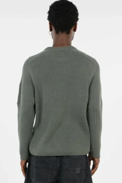 KNITWEAR CREW NECK IN FULL RIB - Pull | Gris