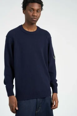 KNITWEAR CREW NECK IN LAMBSWOOL GRS - Pull | Bleu