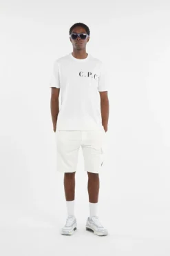 LIGHT FLEECE CARGO LENS SHORTS - Short | Blanc