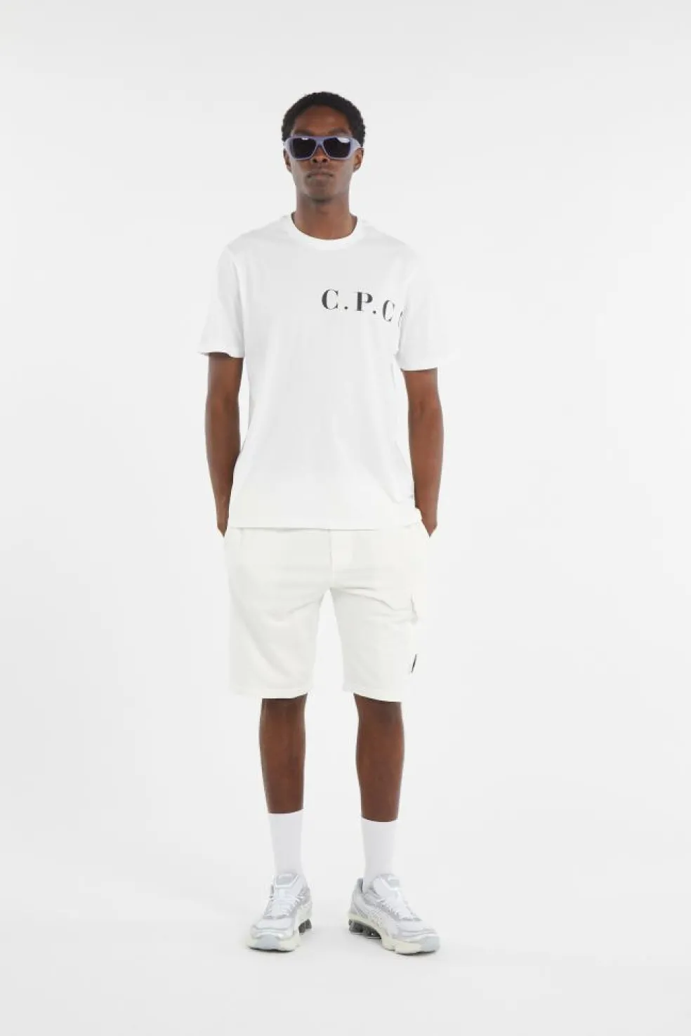 LIGHT FLEECE CARGO LENS SHORTS - Short | Blanc