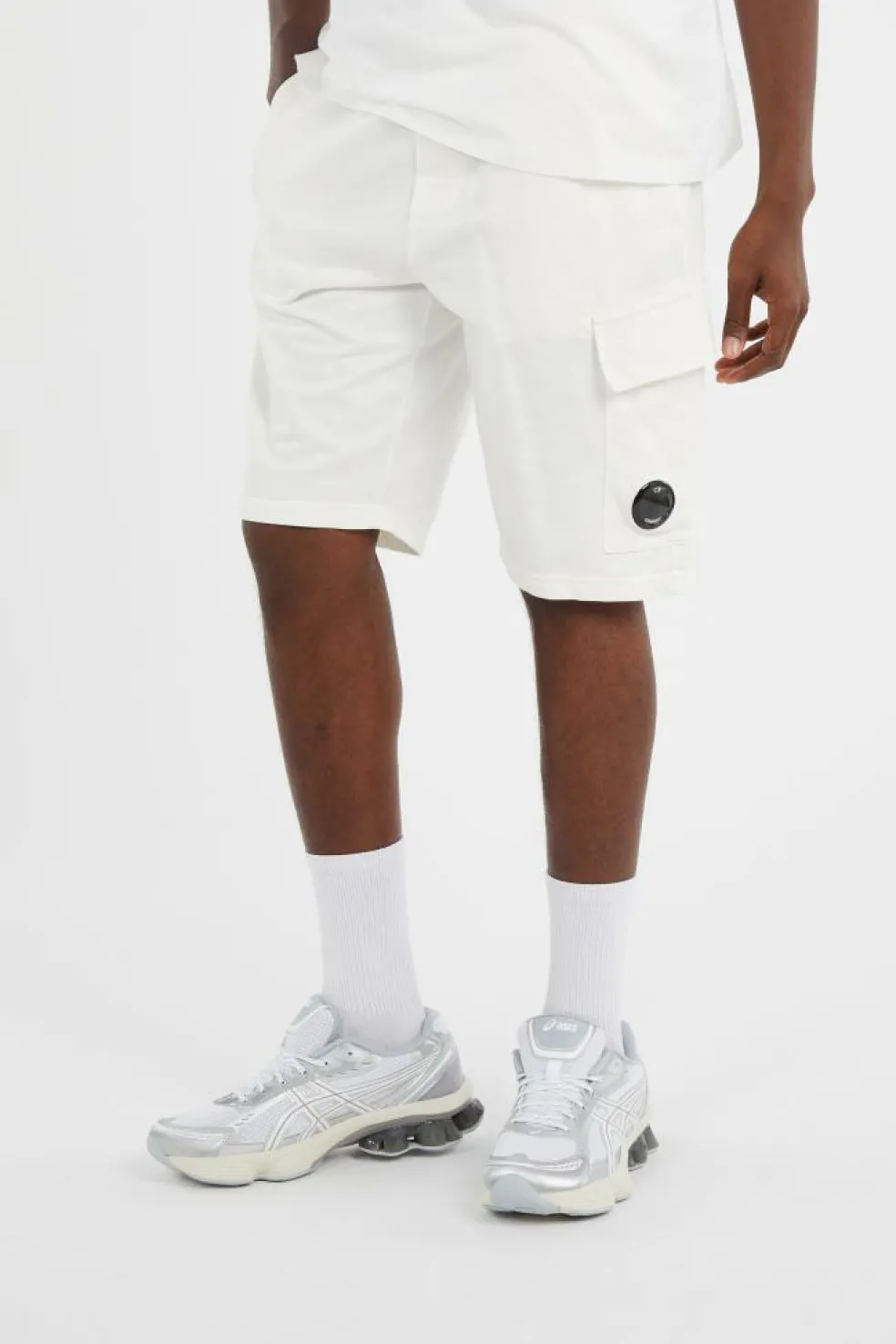LIGHT FLEECE CARGO LENS SHORTS - Short | Blanc