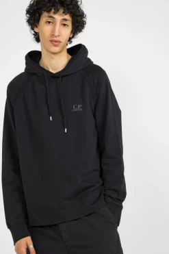 LIGHT FLEECE LOGO HOODED SWEATSHIRT - Hoodie | Noir