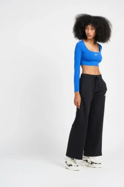LS CROP TOP - Top court | Bleu