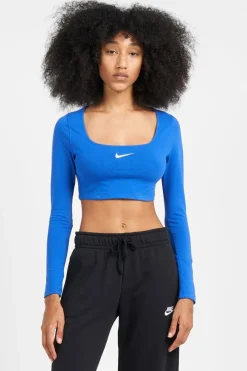 LS CROP TOP - Top court | Bleu