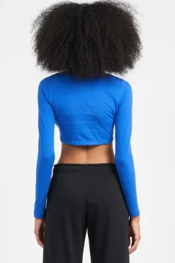 LS CROP TOP - Top court | Bleu