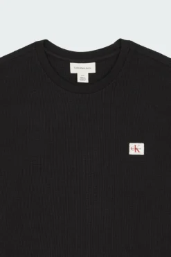 LS WAFFLE BADGE CREW - Pull | Noir