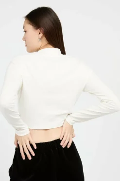 Mini Mock Neck LS - T-shirt | Blanc