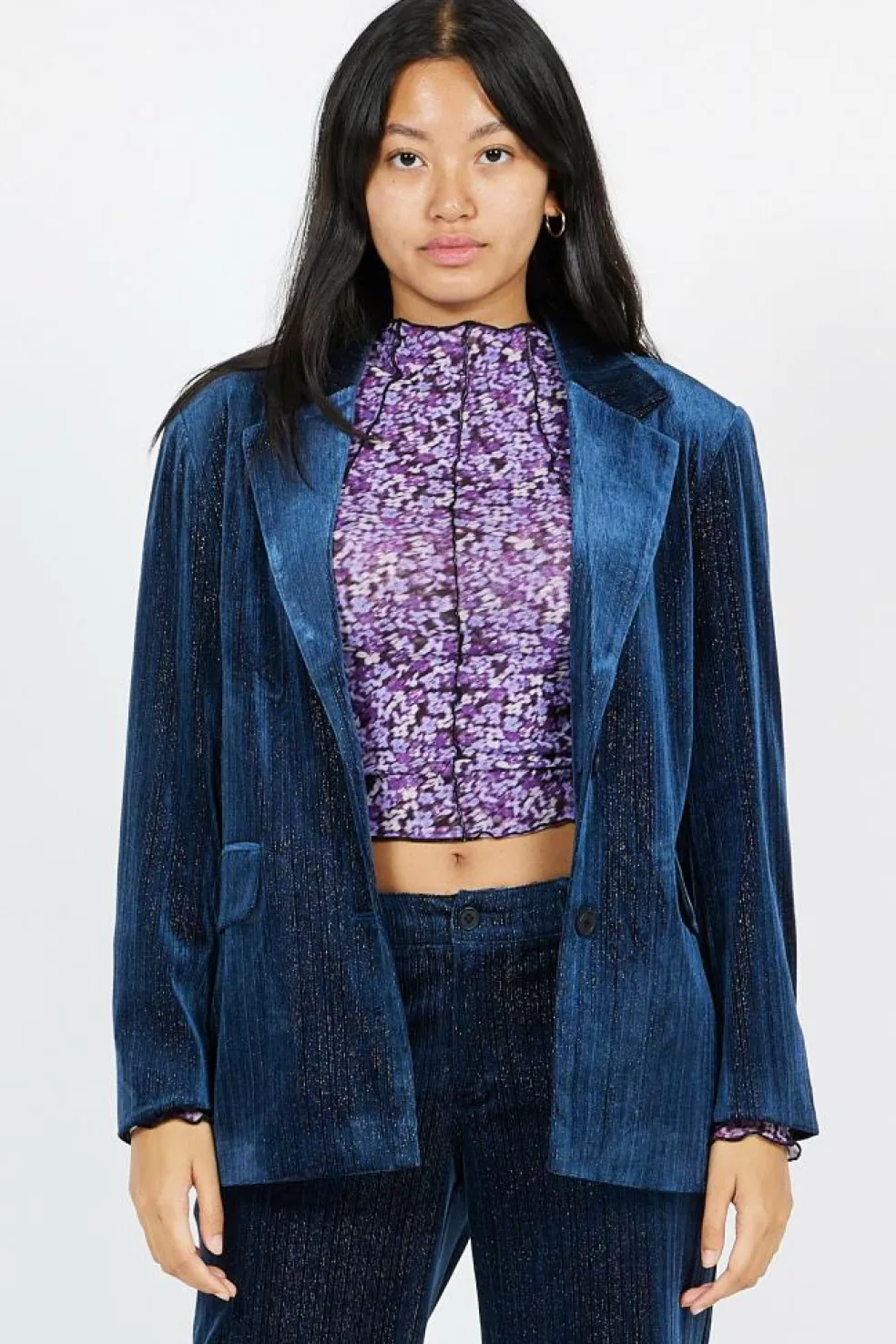 NMAIDA LS GLITTER BLAZER - Blazer | Bleu