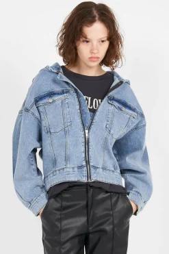 NMALVIVA L/S DENIM JACKET W HOOD VI338MB - Veste | Bleu