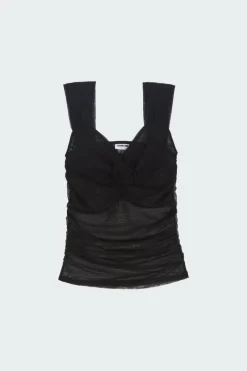 NMANGI S/L RUFFLE ROSE TOP LAB - Top | Noir