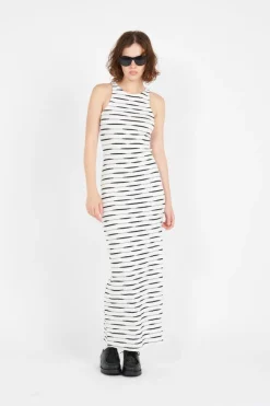 NMMALINA S/L STRIPE ANKLE DRESS - Robe | Blanc