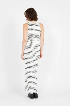 NMMALINA S/L STRIPE ANKLE DRESS - Robe | Blanc