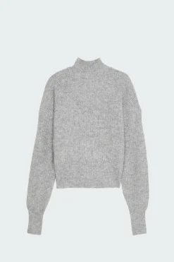 NMNELLA L/S HIGH NECK CROP KNIT FWD NOOS - Pull | Gris