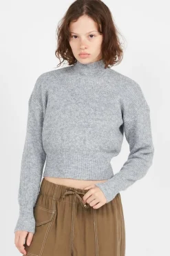 NMNELLA L/S HIGH NECK CROP KNIT FWD NOOS - Pull | Gris