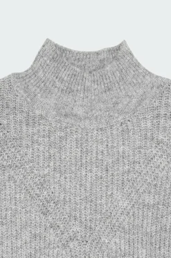 NMNELLA L/S HIGH NECK CROP KNIT FWD NOOS - Pull | Gris