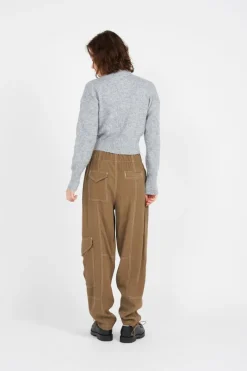 NMNELLA L/S HIGH NECK CROP KNIT FWD NOOS - Pull | Gris