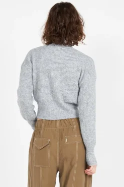 NMNELLA L/S HIGH NECK CROP KNIT FWD NOOS - Pull | Gris